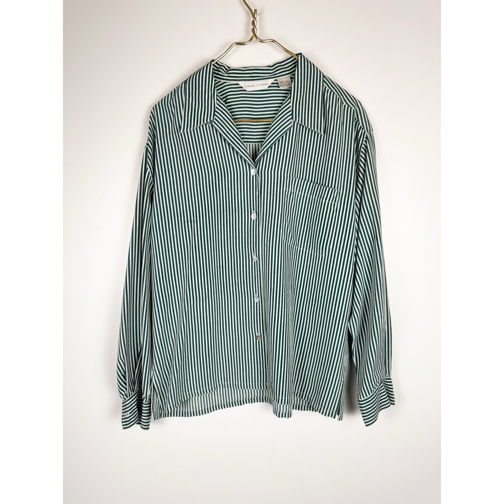 Vintage Casual Corner Sz L 100% Silk Poplin Minimalist Shirt Versatile Timeless